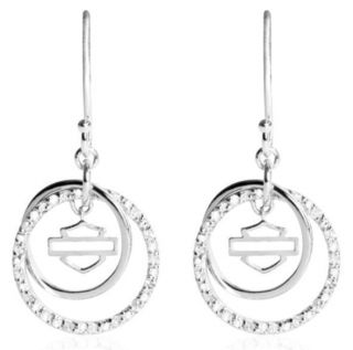 Harley Davidson® Womens Double Link Circle Diamond Earrings HME0006