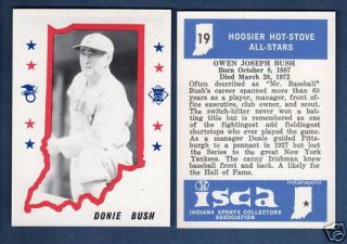 1976 Isca Hoosier Hot Stove All Star 19 Donie Bush 1933 Reds