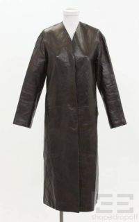 Donna Karan New York Black Leather 3 4 Length Jacket Size XS
