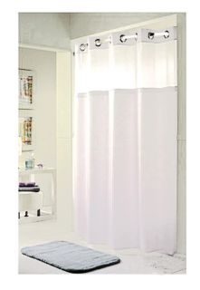 White Stripe Double H Mystery Hookless Shower Curtain 71 x 77 Fabric