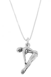 Sterling Silver Lady Diver Synchronized Swimmer Charm with Box Chain