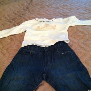 Burberry Baby Jeans and Burberry Shirt EUC Size 6 Months Unisex