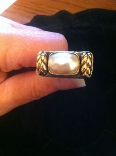 DIAN MALOUF BEAUTIFUL PEARL RING WITH STERLING AND 18K YELLOW GOLD