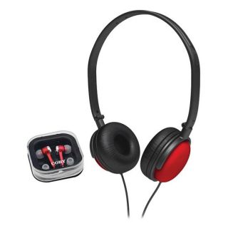 Coby CV140RED Red Jammerz DJ Style Headphone and Earbud Combo