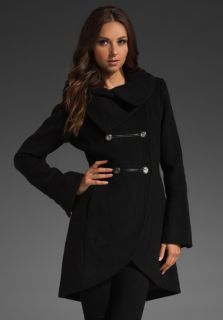 NWT$640 Mackage Diana E Black Chevron Wool Coat XS