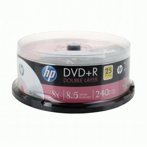 HP DVD+R Dual Layer (DL) 8X Branded Blank DVD Plus R Media Discs