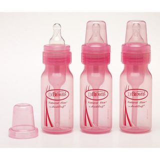 Dr Browns 3 Pack of 4 Ounce Baby Bottles Pink