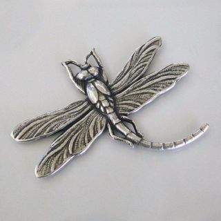 Antiqued Silver Brass Dragonfly Stamping 45x37mm