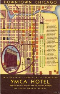CHICAGO, IL YMCA HOTEL AND POINTS OF INTEREST MAP OF DOWNTOWN
