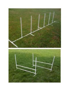 Dog Agility Equipment Beginner Set 6 Weave Poles 2 Jumps
