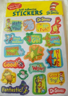 Dr Seuss Reward Stickers Cat in Hat Green Eggs Fox in Sox Horton Gr8