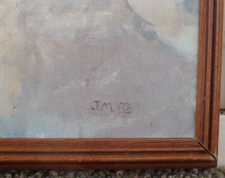 Vintage Framed Original Art: King Charles Spaniel Oil Painting, Signed