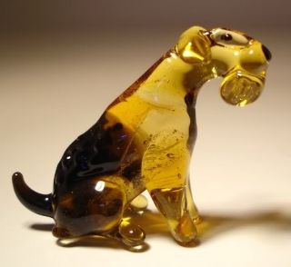 Russian Glass Murano Figurine Dog Airedale Terrier
