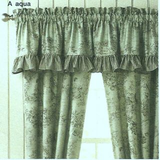 Drapes Enchanted Toile Aqua Brown Pictorial 84 in New