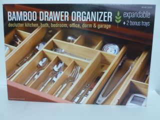 New Seville Bamboo Drawer Organizer Expandable with 2 Bonus Trays