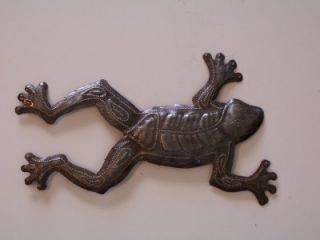 Haitian Recycled Metal Oil Drum Wall Art Frogs Set of 2