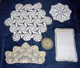 Vintage Lot 23 Hand Crocheted Doilies Off White Ecru Various Shapes