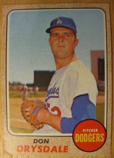 1968 Topps Don Drysdale 145 Los Angeles Dodgers