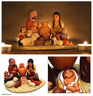 Ceramic Nativity Scene Handcrafted Peru Folk Art Nov
