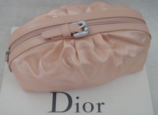 NEW DIOR CD Beauty Pink Makeup Bag Cosmetic Satin Clutch Case Purse