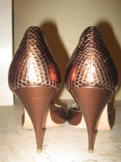 Auth Christian Dior Pewter Metallic Snake Leather DOrsay Heels Sz 37