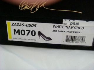 Donald J Pliner Zazas White Navy Red Patent Heels 7M