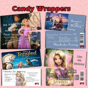 Birthday Candy Wrappers Disney Tangled 20 Each Personalized Custom