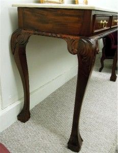 Chippendale Solid Mahogany Marble Top Hall Table