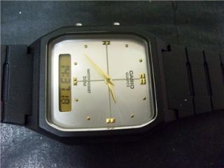 Vintage Casio Dual Time Sliver Face Analog Digital Watch