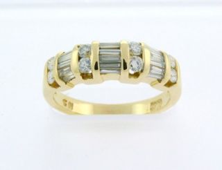 Beautiful Solid 14k Yellow Gold Diamond Ring Size 8