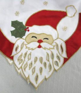 Christmas Linen Santa HO Table Cloth Topper Decoration