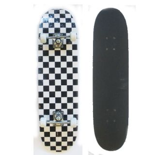 New Rex Distributors White Black Checkered Skateboard with Black Grip