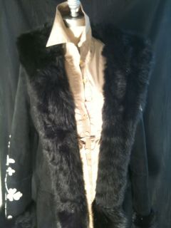 DKNY Donna Karan Black Toscana Lambskin Shearling Suede Coat New with