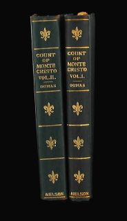 Count of Monte Cristo Dumas Classic Novel Two Vol Set Fine Leather