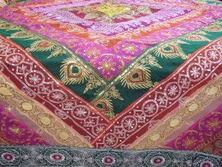 Decorative Indian Sari Bedding Stylish Exotic 7p Designer Bedspread