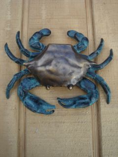 Solid Brass Nautical Blue Crab Door Knocker Doorknocker