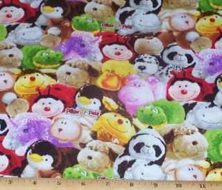 Pillow Pets Allover Packed Faces Fabric yds Cotton Print Concepts