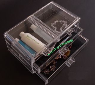 New Acrylic 4 Drawer Jewelry Cosmetic Organizer Chest Storage Cube