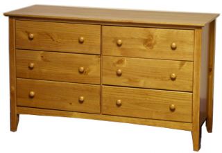 All Solid Wood 52w Shaker 6 Drawer Dresser Chest of Drawers Bureau