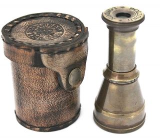 Dollond London Pocket Telescope with Leather Box Brass Pocket