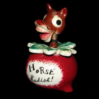 Vintage Davar Holt Howard Horse Radish Pixie Nodder Jar Pixieware