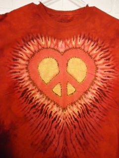 Red Peace Heart Cotton Tie Dye T Shirt Tee The Mountain Size 2XL 3XL