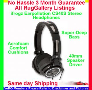ifrogz Earpollution CS40S Stereo Headphones Black for iPod iPhone 