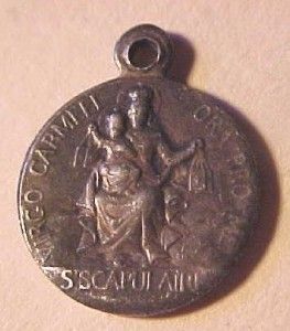 Antique Catholic Medal   Virgo Carmeli   S Scapulaire   Tiny