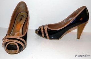 Candies womens Drue peep toe high heels shoes 9 M black patent