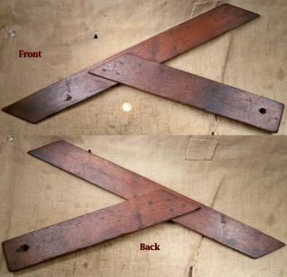 Great Early Large Black Walnut Barn Builders Miter or Mitre Square