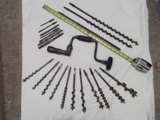 Auger Bits Assorted Set w Goodell Pratt Brace Drill Hand Drill 14