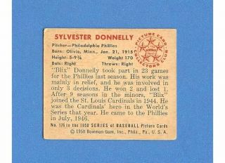1950 Bowman 176 Sylvester Blix Donnelly Philadelphia Phillies Nice