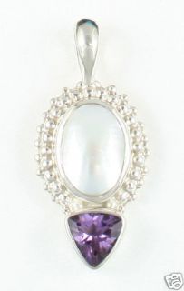 Sajen Mabe Pearl Amethyst Pendant in Sterling Silver