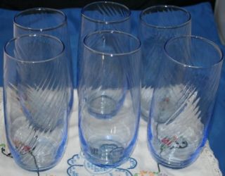 Glassware Beverage Blue Drinking Glasses Set of Six